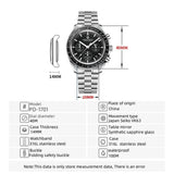 Luxury Chronograph AR Sapphire Mirror Ceramic Bezel New Moon Men's Quartz Watches