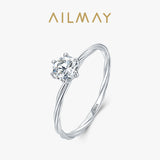 Dainty Twisted Band AAAA Lab Created Diamond Sterling Silver Solitaire Ring