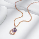 Amazing 14K Filled Rose Gold AAA Purple Zircon Crystals Flower Necklace - Luxury Vintage Style Jewellery