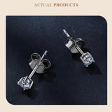 Excellent D Colour Moissanite Diamonds 4 Prongs Earrings 925 Sterling Silver Fine Jewellery for Men and Women - The Jewellery Supermarket