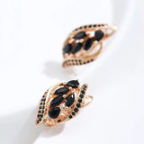 New Arrival Black AAA Zircon Crystals Full Paved Earrings For Women Luxury 14K Filled Rose Gold Daily Jewellery