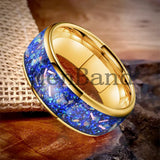 True Blue Galaxy Opal Inlaid Dome Polished 4MM 6MM 8MM Tungsten Men Women Rings