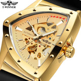 High Range Automatic Mechanical Watches Luminous Luxury Tourbillon Gold Rubber Strap Triangle Skeleton Wristwatches