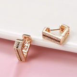 Luxury V Shape Big Size 14K Filled Rose Gold Black AAA Zircon Crystals Vintage Style Fine Jewellery Earrings