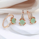14 Karat Rolled Gold Emerald AAA Zircon Crystal Flower Shape Luxury Design Opal Rings