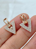14 Karat Rolled Gold Triangle Shiny AAA Zircon Diamonds Luxury Drop Earrings