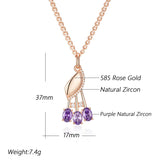 Shiny Flower Design 14K Rolled Rose Gold Purple, White AAA Zircon Crystals Necklace - Fashion Fine Jewellery