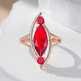 14K Rolled Gold Red Brown AAA Zircon Crystal Rhombus Rings For Women Elegant Jewellery