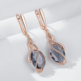 Luxury 14K Rolled Gold Unique Geometric Hollow AAA Zircon Crystals Drop Earring