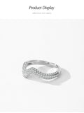 Luxury Full-Shiny AAAA Lab Created Diamond Curve Design Sterling Silver Rings