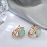 Luxury Snow Green 14K Rose Gold filled AAA Zircon Crystals Drop Earrings For Women - Trendy Jewellery