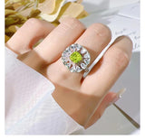 Luxury Fashionable Flower Style Olive Green Ring Set with High Quality AAAAA High Carbon Diamonds Fine Jewellery - The Jewellery Supermarket