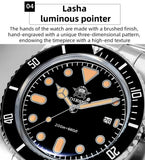 Luxury Luminous Bubble Mirror Glass 20Bar Ceramic Bezel Steel Diver Quartz Watch