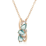 Outsanding Fashion AAA 14K Rolled Rose Gold Zircon Blue Crystal Pendant And Necklace For Women - Fine Jewellery