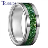 Pipe Cut Polished Finish Groove Inlay Silver Colour Men Women Tungsten Wedding Rings