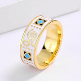 Classic 18KGP Fashion Irregular Pattern White Hand Enamel 925 Ring