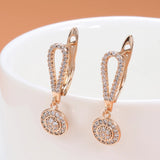 14K Gold Filled AAA Zircon Diamonds Hearts & Arrows Stone  Metal Flower Drop Earrings