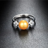 High Quality White,Pink,Purple,Black,Gold Pearls AAA Zircon Diamonds Silver Rings
