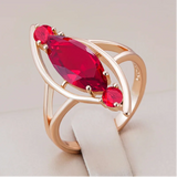 14K Rolled Gold Red Brown AAA Zircon Crystal Rhombus Rings For Women Elegant Jewellery