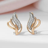 Attractive Full Paved Shiny 14K Rolled Rose Gold AAA Zircon Diamonds Drop Earrings - Luxury Party Fine Jewellery