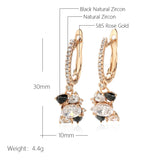 Luxury Party Jewellery Full Geometric 14K Filled Rose Gold Black White AAA Zircon Crystals Earrings for Women