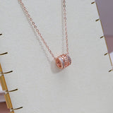 Luxury Trendy 14K Filled Rose Gold AAA Zircon Diamonds Barrrel Necklace For Women - Fine Jewellery