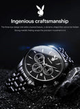 Luxury Fashion Men's Stainless Steel Quartz Watch Waterproof Multifunction Wristwatch with Stylish Design