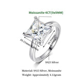 Terrific 1/2/3/4CT Princess Cut VVS1 D Colour Moissanite Diamond Silver Engagement Ring