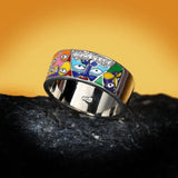 White AAA CZ Handmade Enamel Lovely Cat Unique Trendy Ring