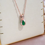 Outstanding Opal Green 14K Rolled Rose Gold AAA Zircon Crystals Full Paved Pendant Necklace - Luxury Jewellery