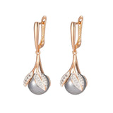 14 Karat Gold Filled Luxury Grey Big Pearl Long Drop Earrings Fine Wedding Jewellery