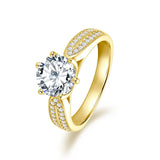 Classic GRA Certified 2CT 3CT Moissanite S925 Silver White Gold Plated Wedding Ring