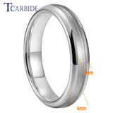 Grooves Domed Polished Finish 4/6/8mm Tungsten Wedding Engagement Rings