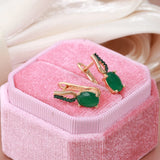 14 Karat Gold Filled Dark Green AAA Zircon Crystals Elegant Drop Earrings For Women