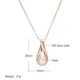 Classic Elegant Rolled Rose Gold of 14-Karat Purity Pearl Pendant And Necklace For Women - Fine Jewellery