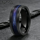 Flowing Sand/Green Grass Agate Inlay High Polished Dome 8mm Tungsten Carbide Rings