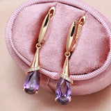 14K Gold Filled Teardrop Blue White AAA Zircon Diamonds inlay Pendant Elegant Earrings