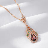 Vintage Design 14K Filled Rose Gold AAA Zircon Crystal Pendant And Necklace - Ethnic Style Fine Jewellery