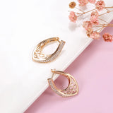 14K Gold Filled New Trendy AAA Zircon Diamonds Drop Unusual Ethnic Pattern Big Earrings