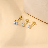 Sterling Silver Six Claws Sparkling Moissanite Diamonds Flat Back Stud Earrings