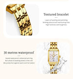 Luxury Brand Gold Plated Stainless Steel Waterproof Automatic Date Women's Watches - Elegant Bracelet Set Ideal Gift