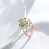 Geometric Light Green Filled 14K Rose Gold Trendy AAA Zircon Crystal Ring For Women Fashion Jewellery