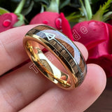 Double Wood And Steel Arrow Inlay 6/8MM Mens Womens Tungsten Carbide Rings