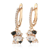 Luxury Party Jewellery Full Geometric 14K Filled Rose Gold Black White AAA Zircon Crystals Earrings for Women