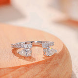 New Design 4*6mm Double Waterdrop VVS1 D Colour Moissanite Diamonds Silver Open Ring