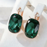 Luxury Emerald AAA Zircon Crystals 14k Rolled Gold Square Dangle Earrings