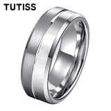 Brushed Polished Design Grooved Beveled Classic 6MM 8MM Tungsten Wedding Rings