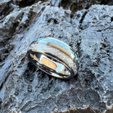 Meteorite Carbon Fiber Inlay 8mm Tungsten  Engagement Wedding Rings for Men Women
