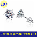 925 Sterling Sliver High-end Crown Moissanite Diamond Heart Screw Stud Earrings For Women