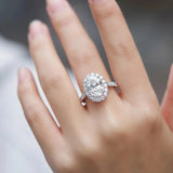 Amazing 1-5Carat Oval Cut Moissanite Diamod Rings, Silver GRA Certified Halo Promise Wedding Engagement Jewellery
